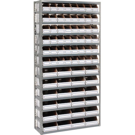 Global Industrial Steel Open Shelving with 72 Corrugated Shelf Bins 13 Shelves, 36x18x73 235008
